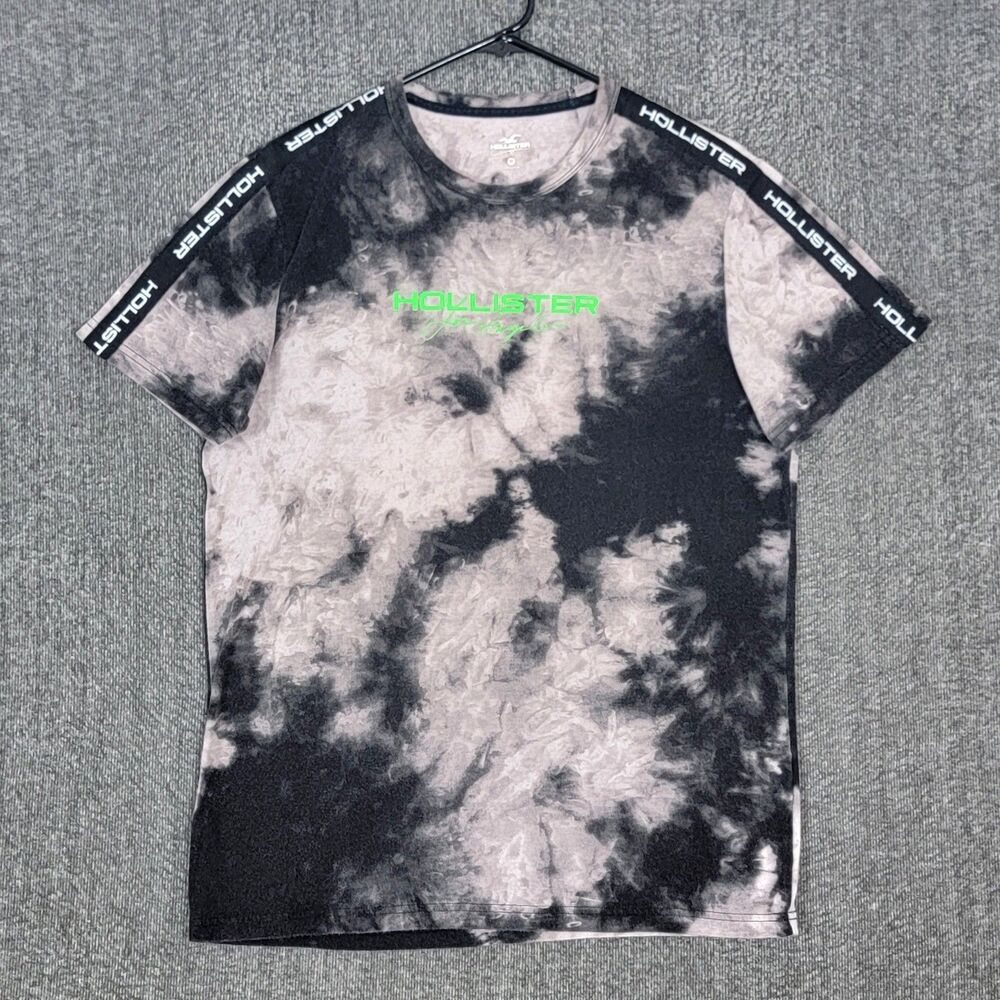 Hollister T-Shirt Mens Medium Black Tie Dye Los Angeles California Short Sleeve